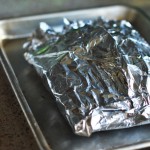 Rainbow trout baked in banana leaf